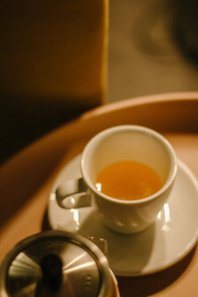 Kashmiri Kahwa chai in white cup